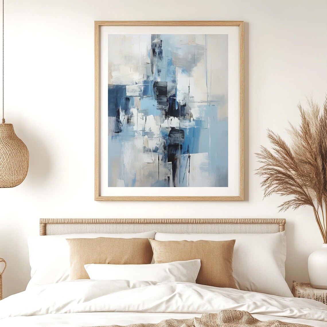 Blue and Gray Abstract Minimalist Art Print - Image 2