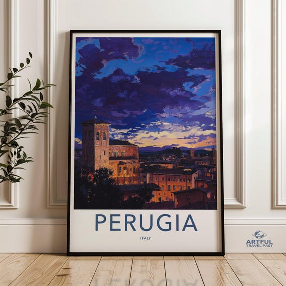 Perugia Italy Wall Art Print Italian Cityscape Canvas Scenic Sunset Historical Architecture Home Decor Landscape Artwork