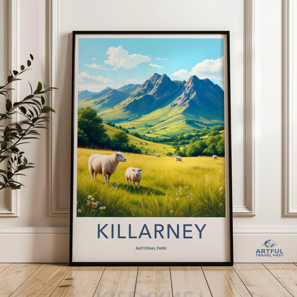 Killarney National Park Ireland Sheep Meadow Vintage Travel Poster