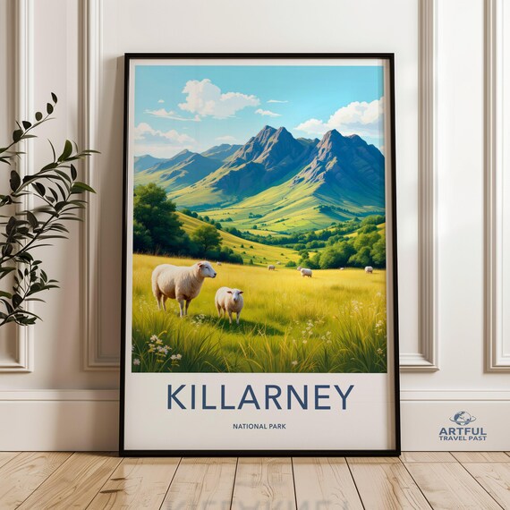 Killarney National Park Ireland Sheep Meadow Vintage Travel Poster
