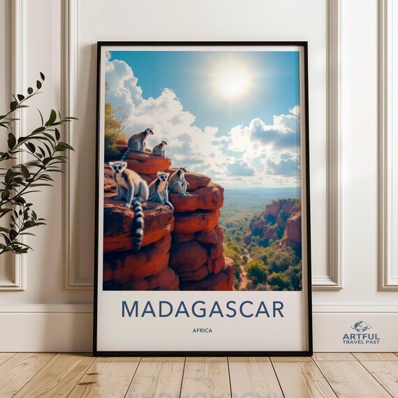 Lemur Wall Art Madagascar Poster African Wildlife Print Decor Nature Travel Photography Adventure