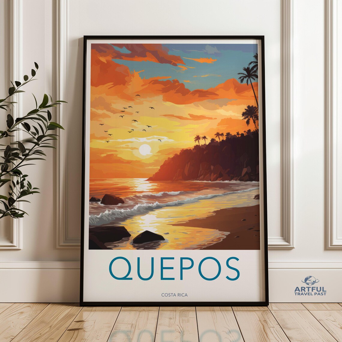 Quepos Costa Rica Sunset Beach Tropical Pacific Coast Travel Poster