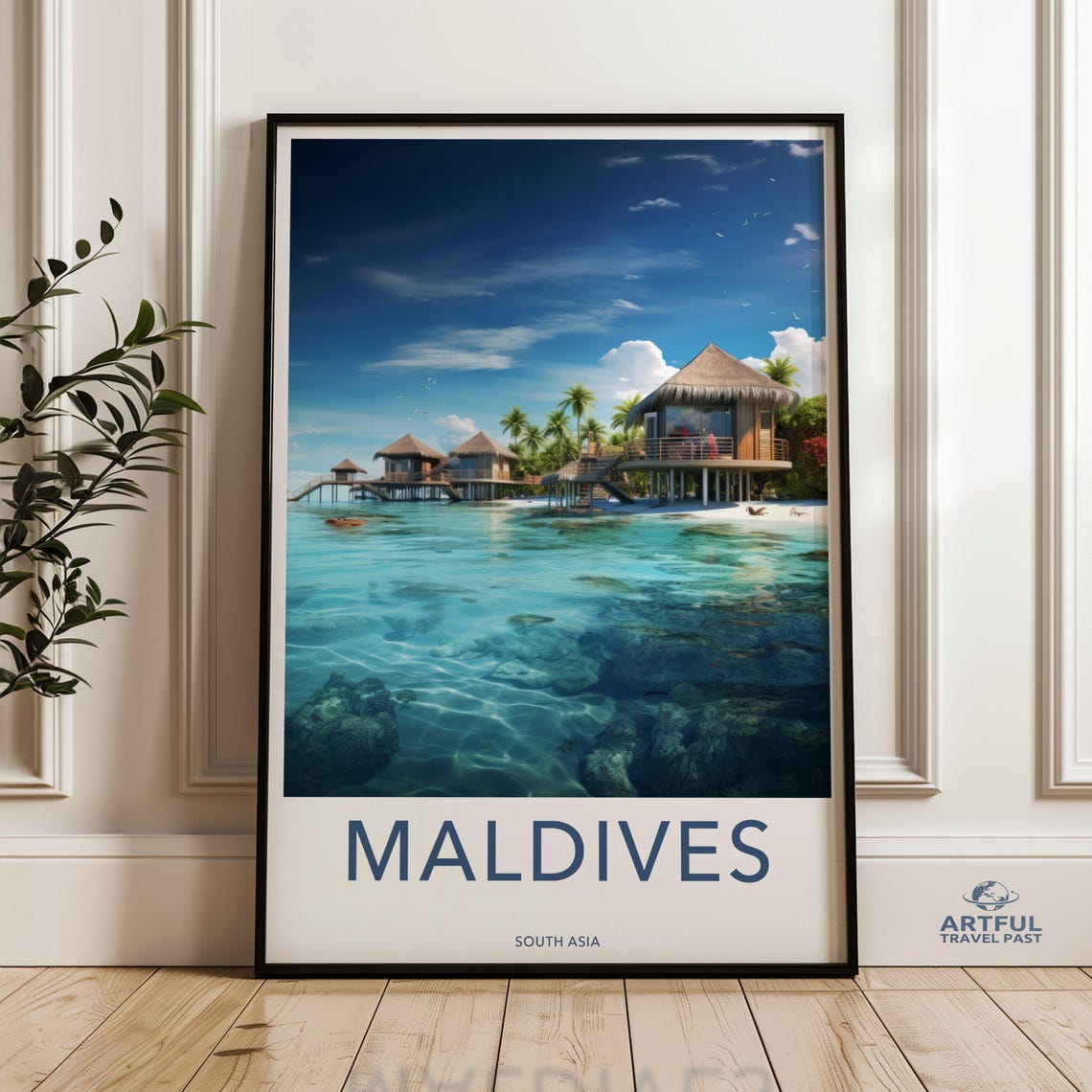Maldives Overwater Bungalows Tropical Island Ocean Paradise Poster