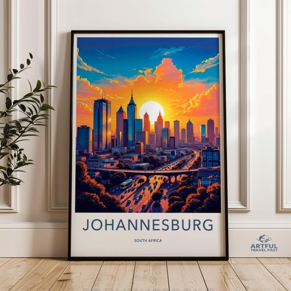 Johannesburg Skyline Wall Art South Africa Cityscape Print Vibrant Urban Decor Sunset City View Poster Modern Artwork