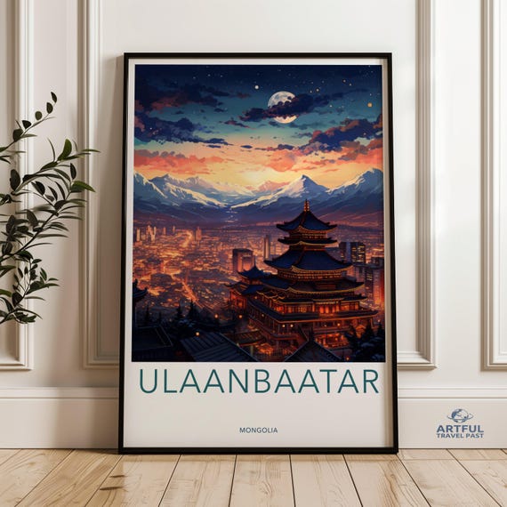 Stunning Ulaanbaatar Wall Art City Skyline Poster Night View Decor Scenic Mongolian Landscape Print Historic And
