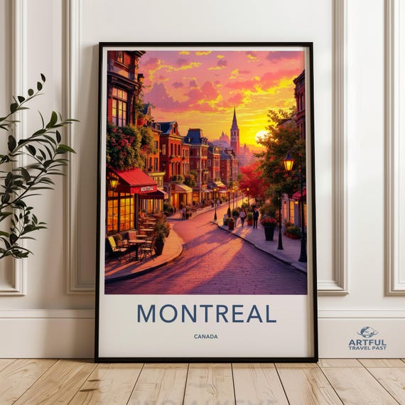 Montreal Wall Art Cityscape Poster Canada Travel Print Sunset In City Photo Decor Photography