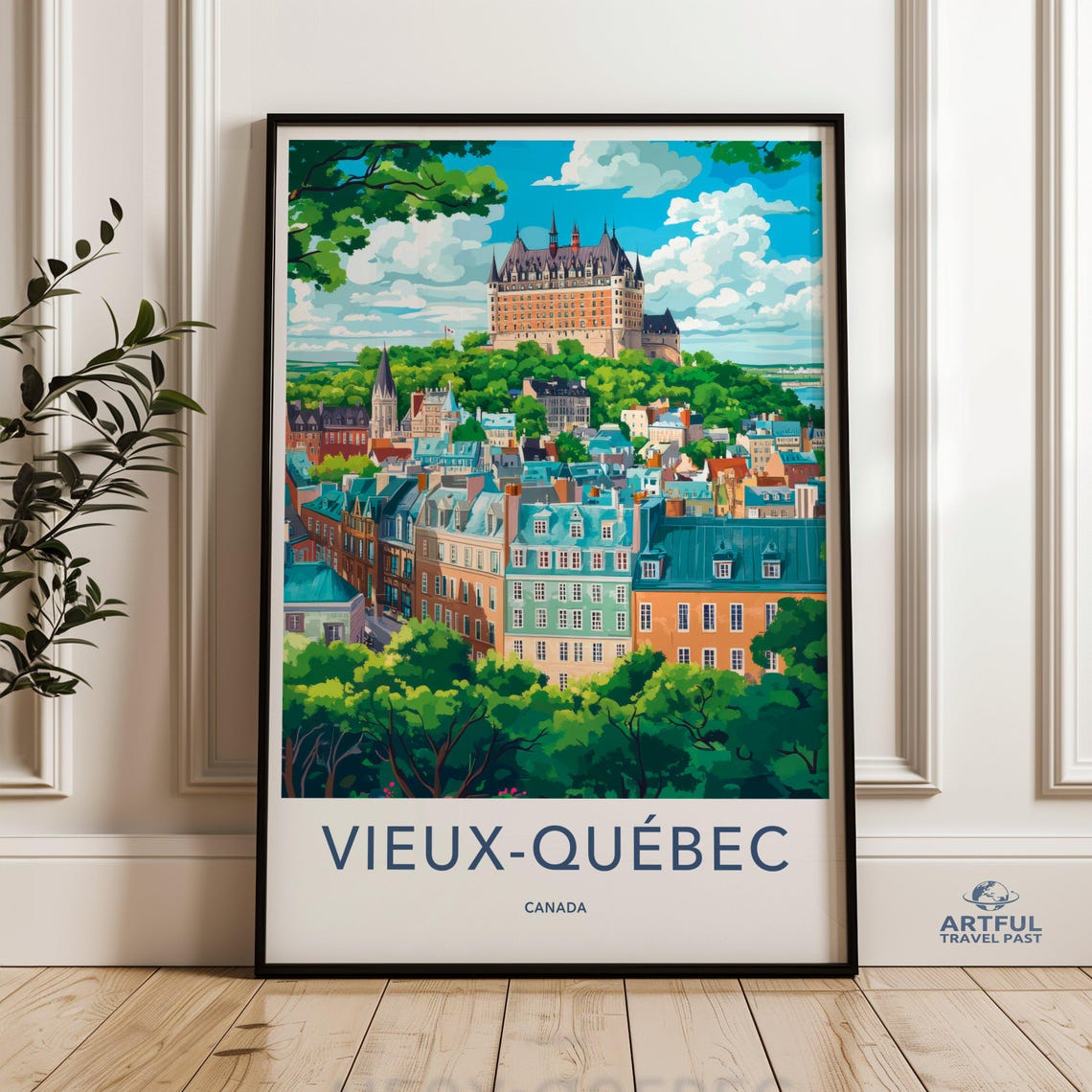 City Wall Art Canada Travel Poster Vieux Print Vintage Artwork Cityscape Decor