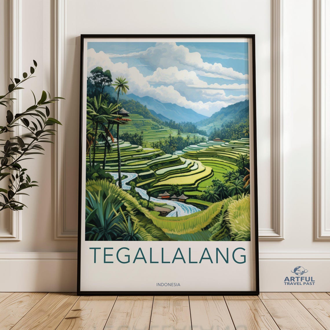 Tegallalang Bali Rice Terraces Lush Valley Indonesia Travel Poster