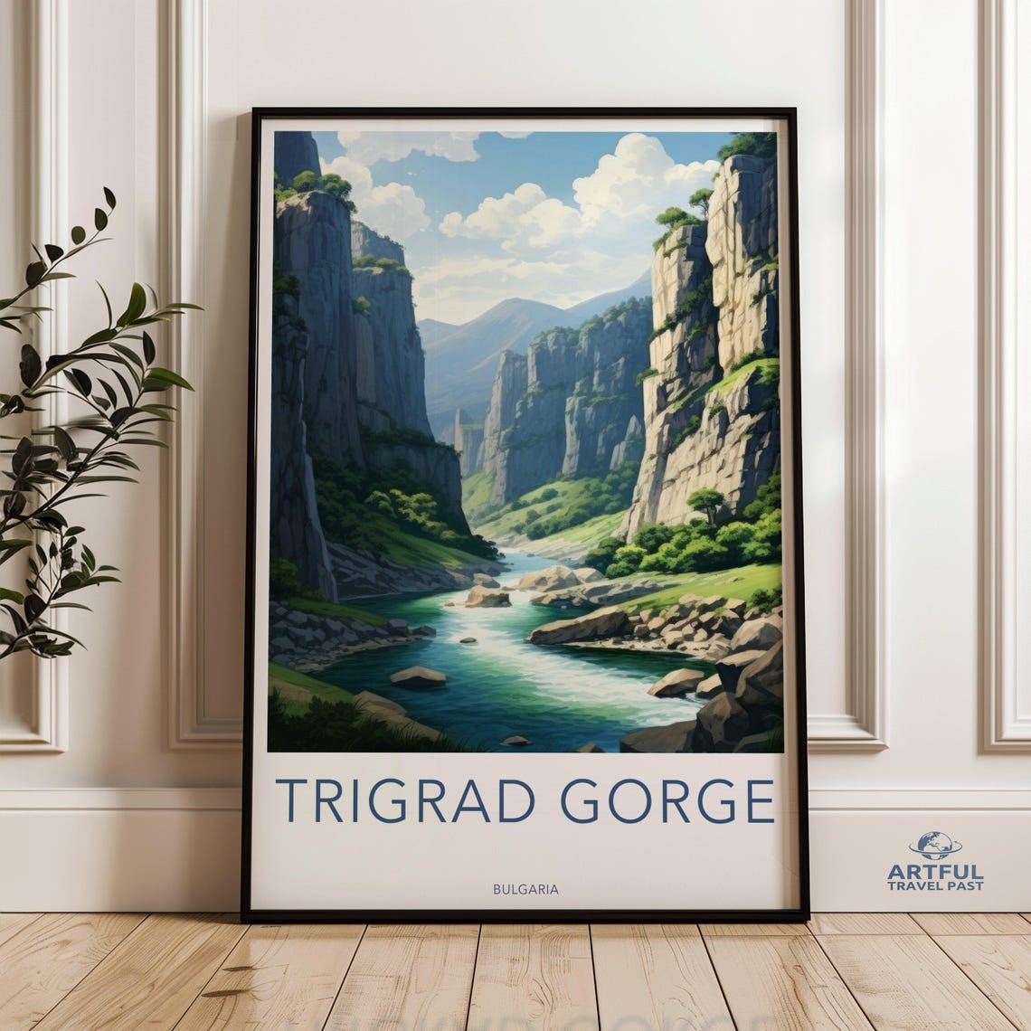 Trigrad Gorge Bulgaria River Canyon Nature Travel Poster Art