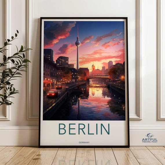 Berlin Cityscape Wall Art Print Modern City Sunrise Artwork Sunset Skyline Poster Urban Landscape Decor Travel Gift