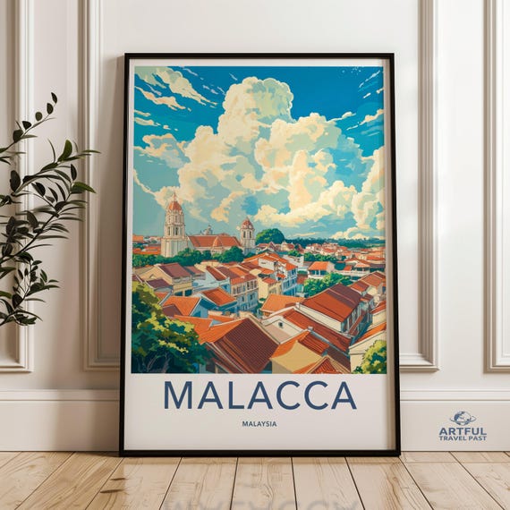 Malacca Malaysia Wall Art Print Vibrant Cityscape Poster Beautiful Urban Artwork Travel Themed Home Decor Southeast Asia