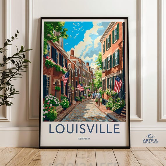 Louisville Kentucky Skyline Print Historic Downtown Wall Art Scenic Urban Landscape Poster Colorful Cityscape Picture
