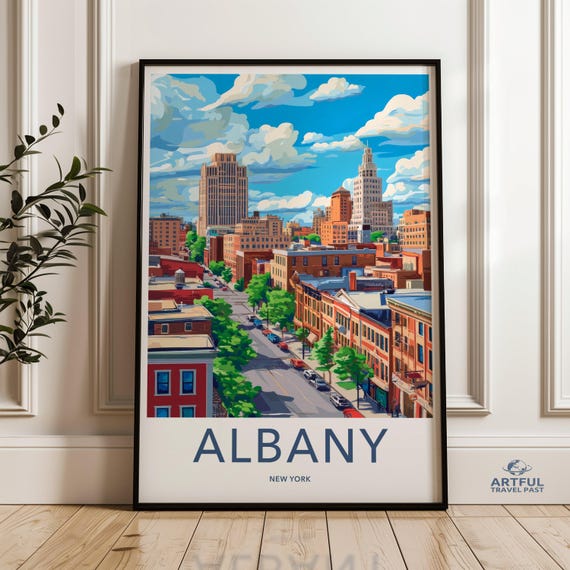 Albany Cityscape Wall Art New York Skyline Print Urban Decor Architectural Artwork Downtown Poster City View Home