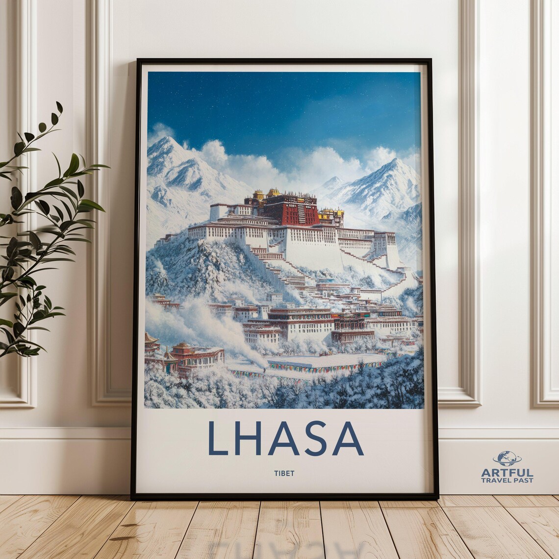 Lhasa Tibet Potala Palace Snowy Himalaya Vintage Travel Poster