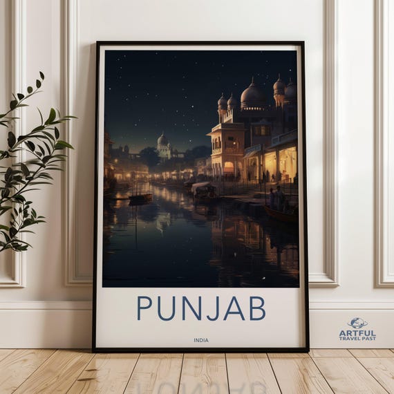 Punjab Wall Art Night View Print Architectural Wonders Dcor Water Reflection Poster Cultural Landmarks Heritage