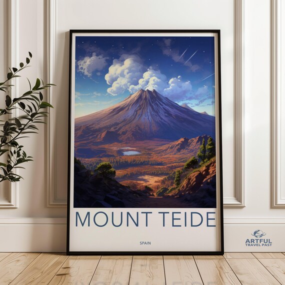Mount Teide Spain Volcano Starry Sky Poster Night Peaks Tenerife