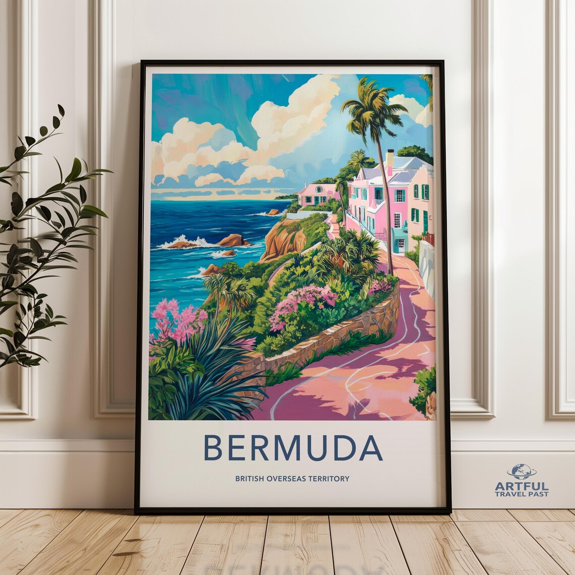 Bermuda Travel Poster, Tropical Island Landscape