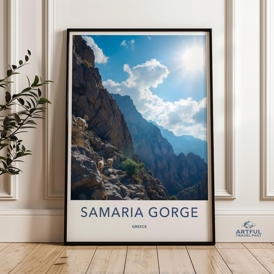 Samaria Gorge Greece Mountain Travel Poster Wild Goats Canyon