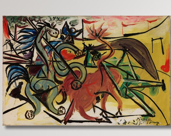 Pablo Picasso The Bull Fight Wall Art Print Pablo Picasso Artworks Extra Large Wall Art Masterpiece Wall Art Man Cave Wall Art