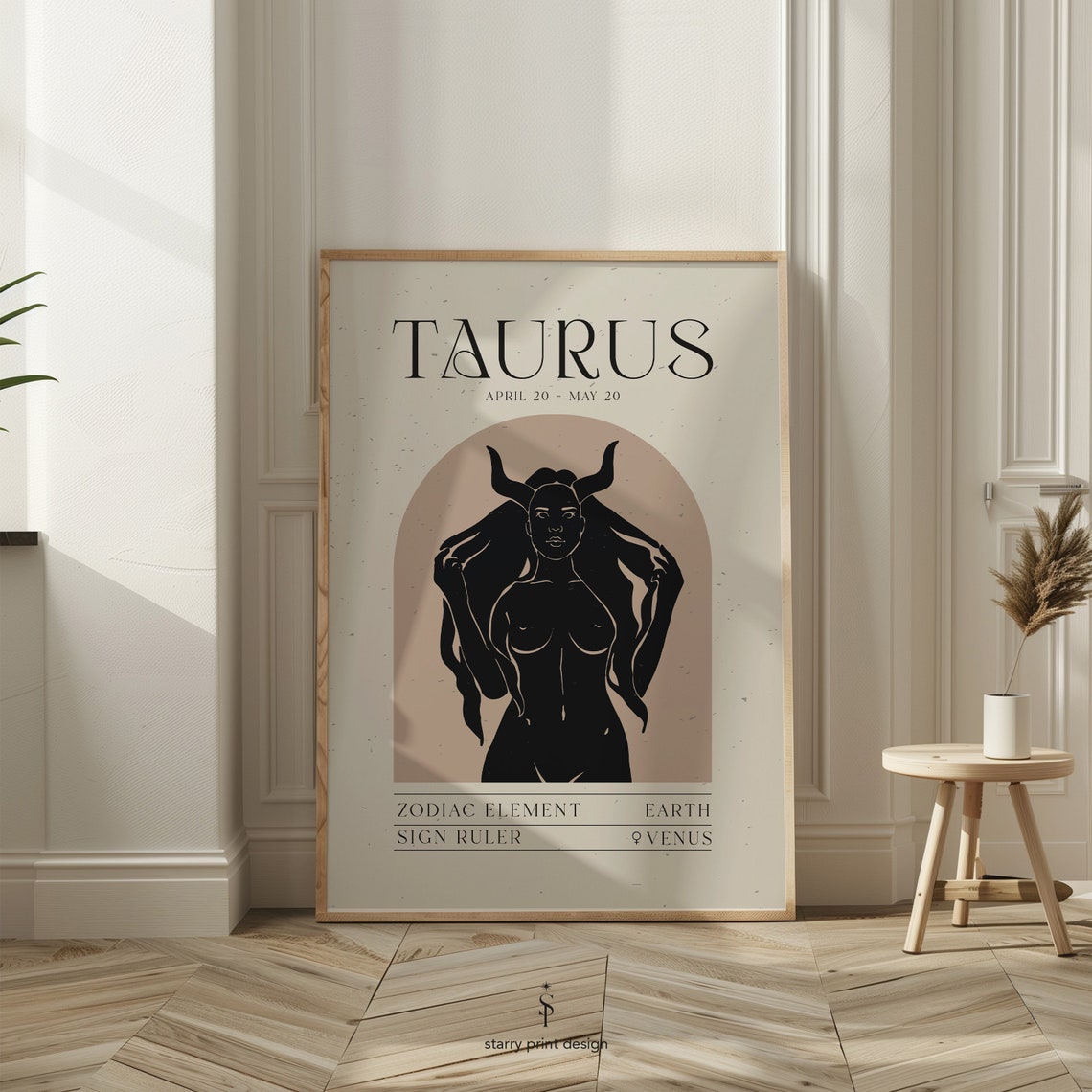 Taurus Zodiac Sign Earth Element Venus Boho Astrology Poster