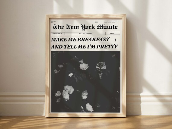 The New York Minute Newspaper Funny Breakfast Quote Wall Art