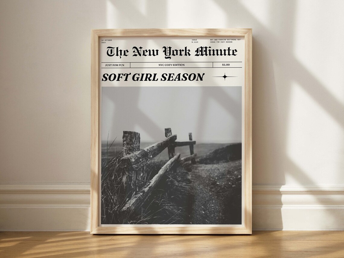 Soft Girl Season Cozy Fall Aesthetic Vintage Newspaper Poster