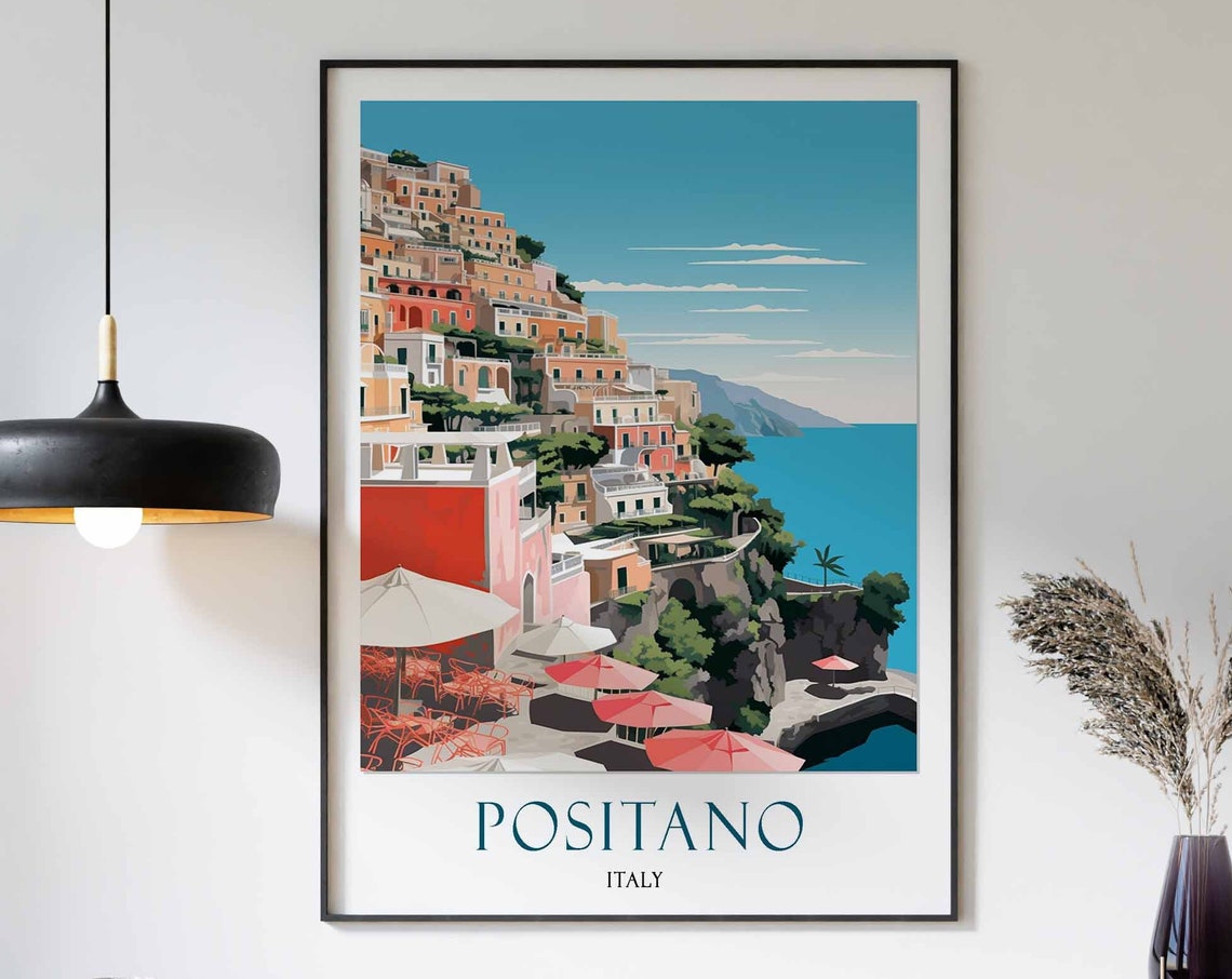 Positano Travel Print Positano Travel Poster Italy Travel Decor Travel Gift Positano Art Print Landscape Print Italian Wall Art