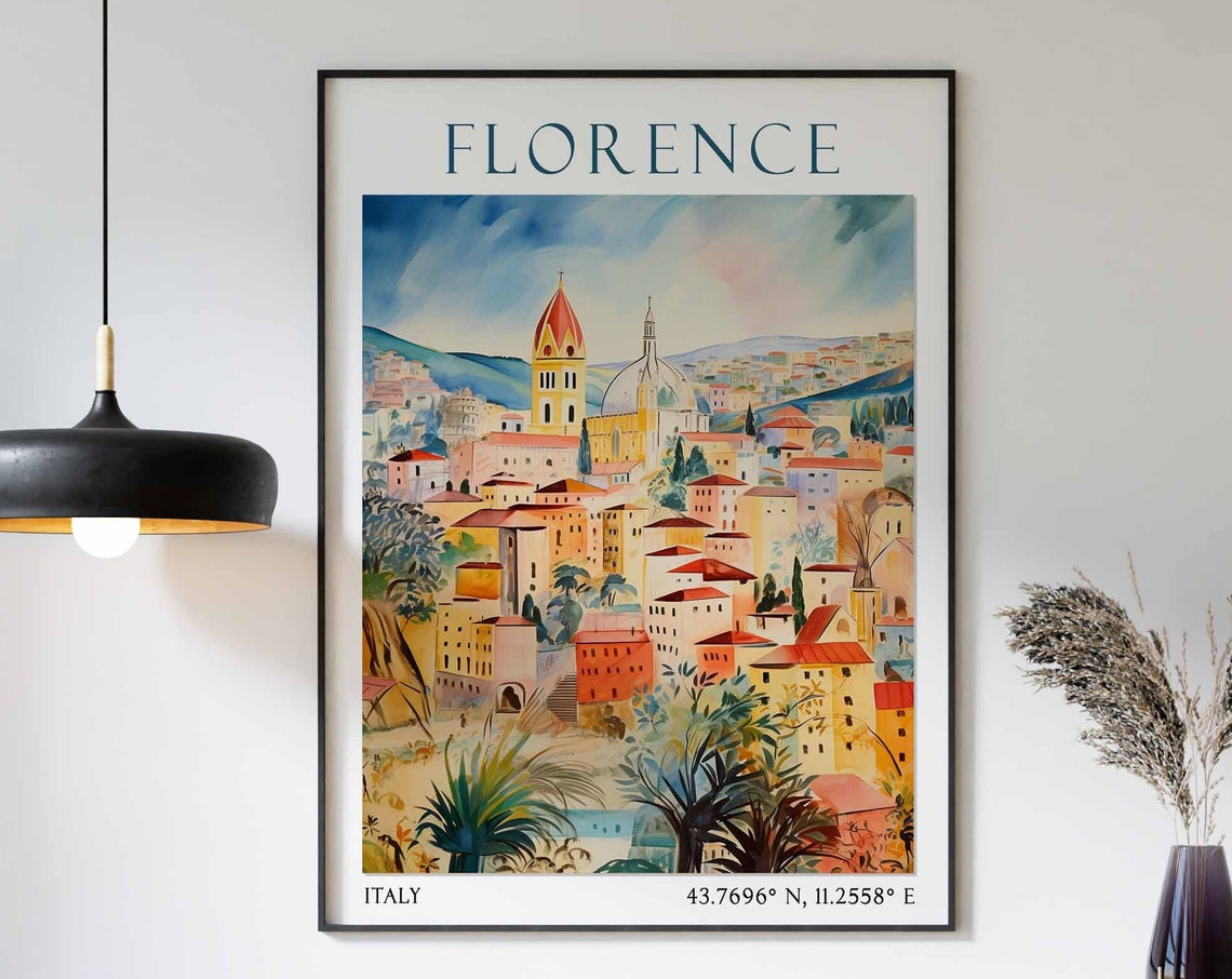 Florence Travel Print Florence Travel Poster Italy Wall Art Italian Travel Decor Travel Gift Florence Cathedral Art Italian Wall Art