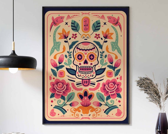 Mexican Art Skull Wall Art Mexican Print Mexican Poster Rustic Decor Skull Art Print Vintage Poster Rustic Wall Decor Skull Poster