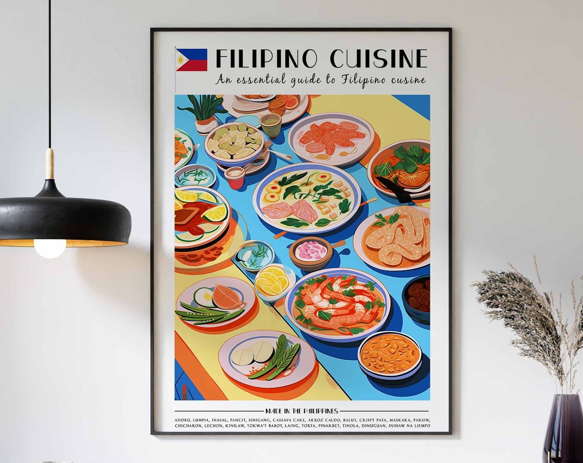 Food Print Filipino Food Poster Food Art Kitchen Decor Retro Wall Decor Kitchen Wall Art Vintage Filipino Food Wall Art Large Print