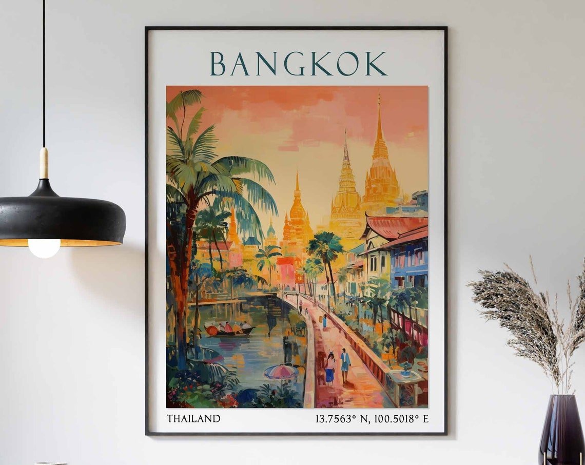 Bangkok Travel Print Bangkok Travel Poster Asian Travel Poster Southeast Asia Decor Thailand Wall Art Home Decor Thailand Wall Decor