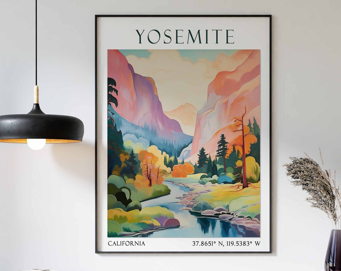 Yosemite California Granite Canyon River Pines Autumn Poster
