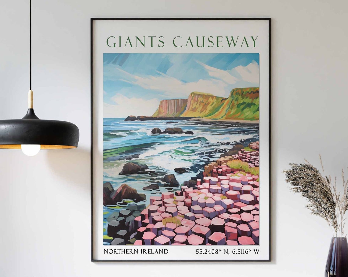 Giants Causeway Travel Print Giants Causeway Travel Poster Northern Ireland Wall Art Landscape Print Irish Travel Decor Coastal Decor