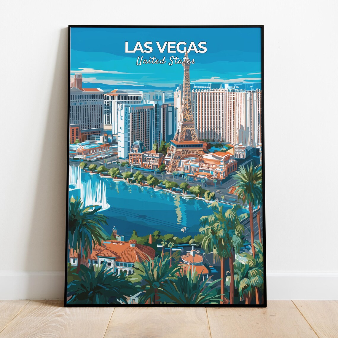 Las Vegas Travel Poster, Iconic Strip And Neon Lights