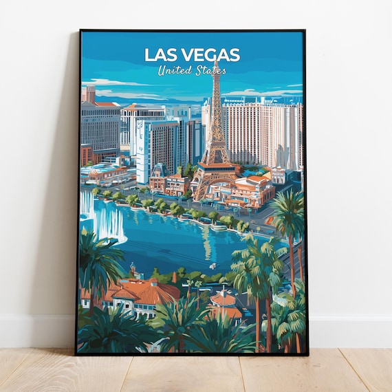 Las Vegas Travel Poster, Iconic Strip And Neon Lights