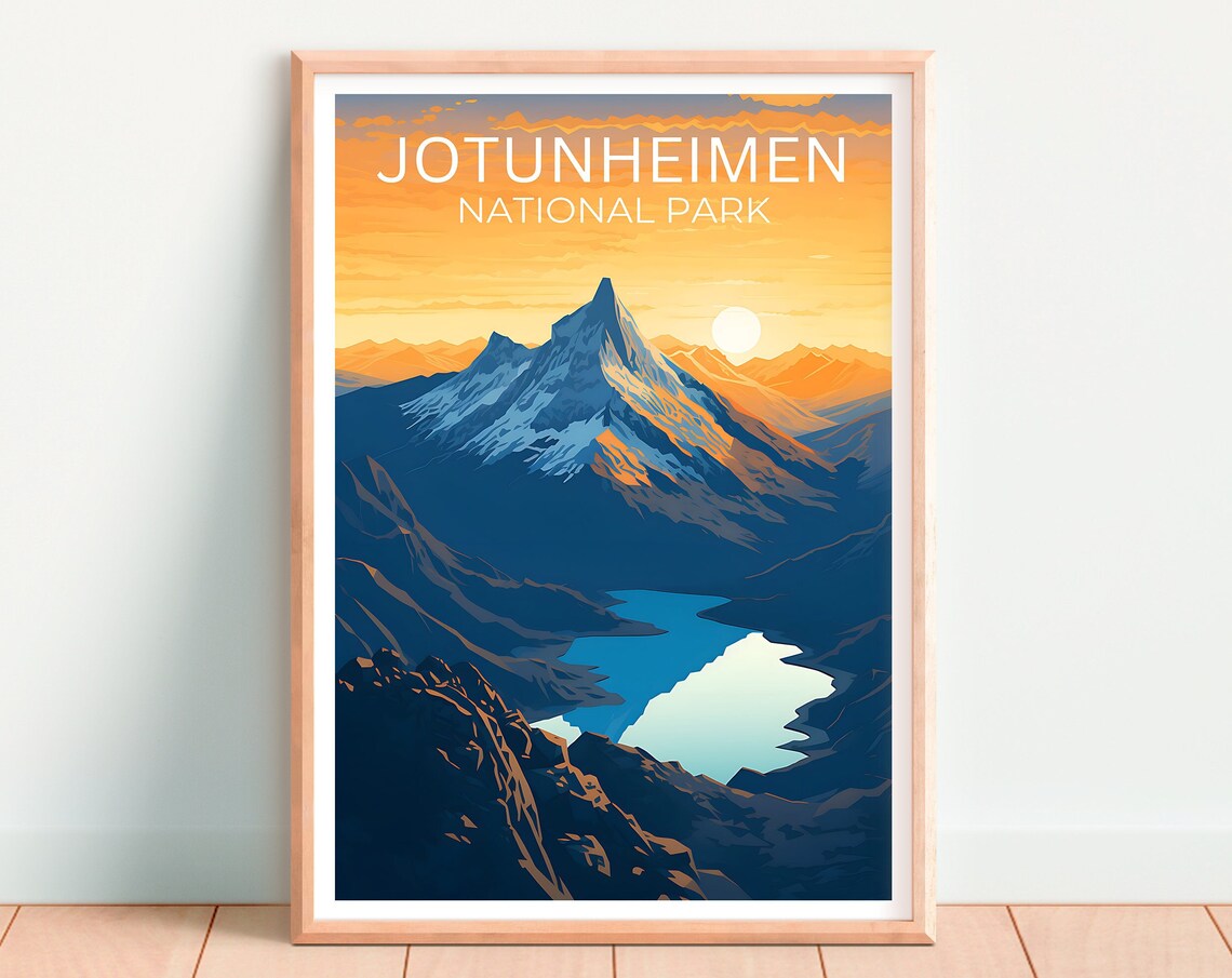 Jotunheimen Travel Poster, Norway Mountain Print - Image 4