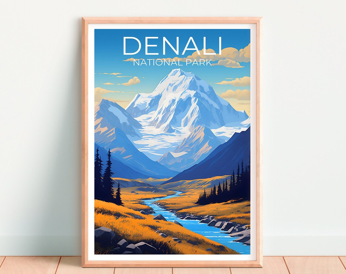 Denali Travel Poster, Alaska Mountain Landscape - Image 4