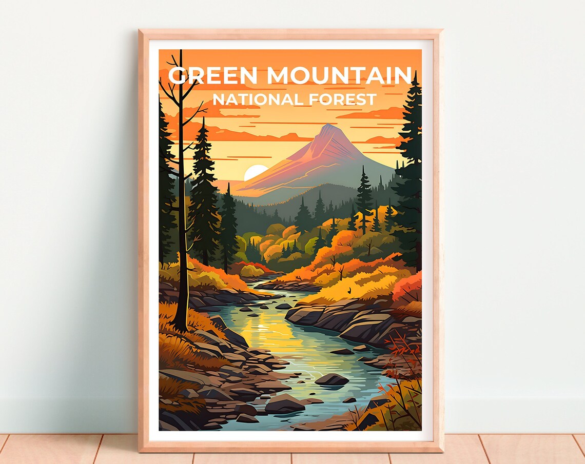 Green Mountain Vermont Nature Wall Art Print - Image 4