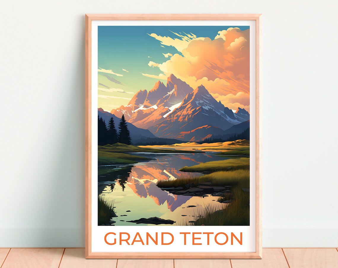 Grand Teton Travel Poster, Wyoming Mountain Print - Image 4
