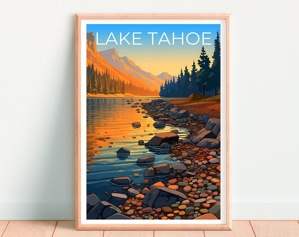 Lake Tahoe Travel Poster, California Nevada Wall Art - Image 4