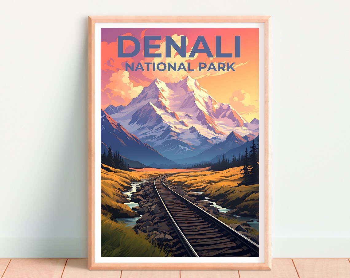 Denali Alaska Travel Poster, Mountain Landscape - Image 4