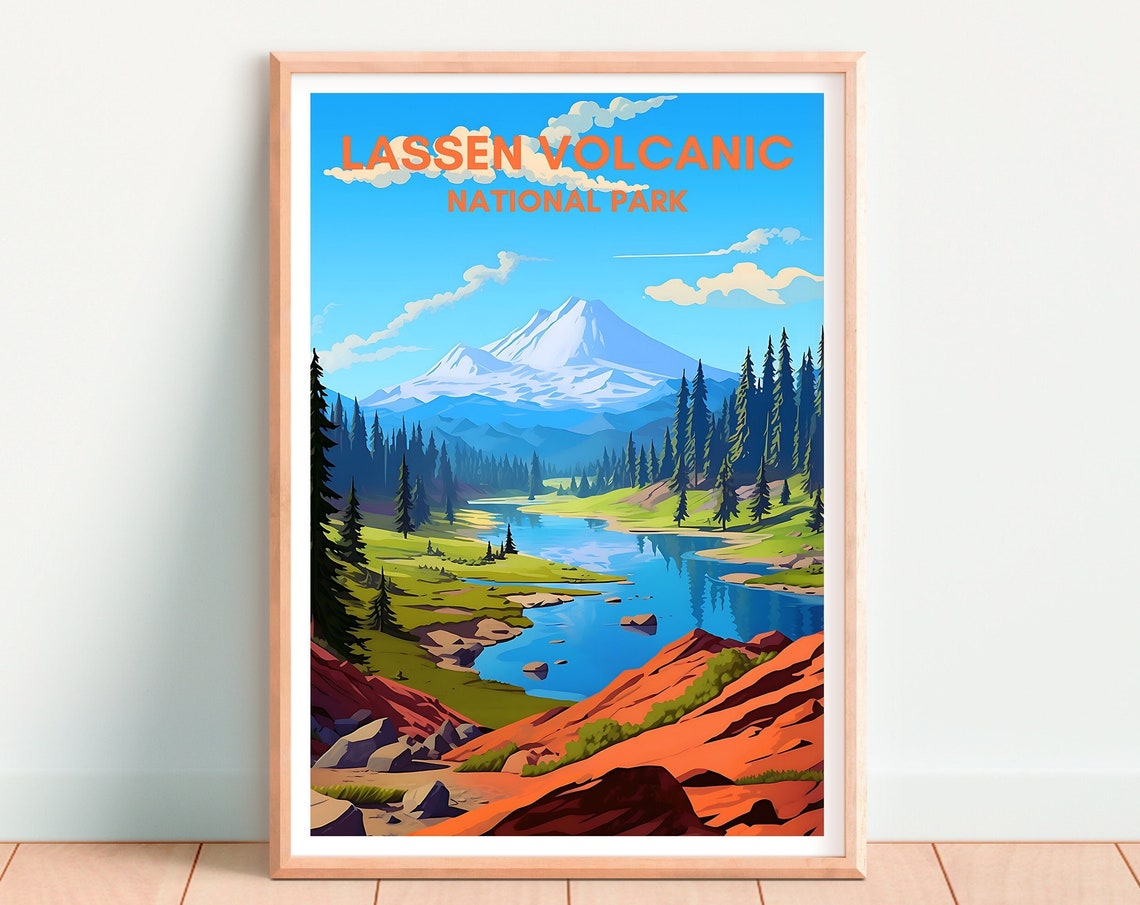 Lassen Volcanic National Park Snow Peak Lake Pine Forest Sunset Poster - Image 4