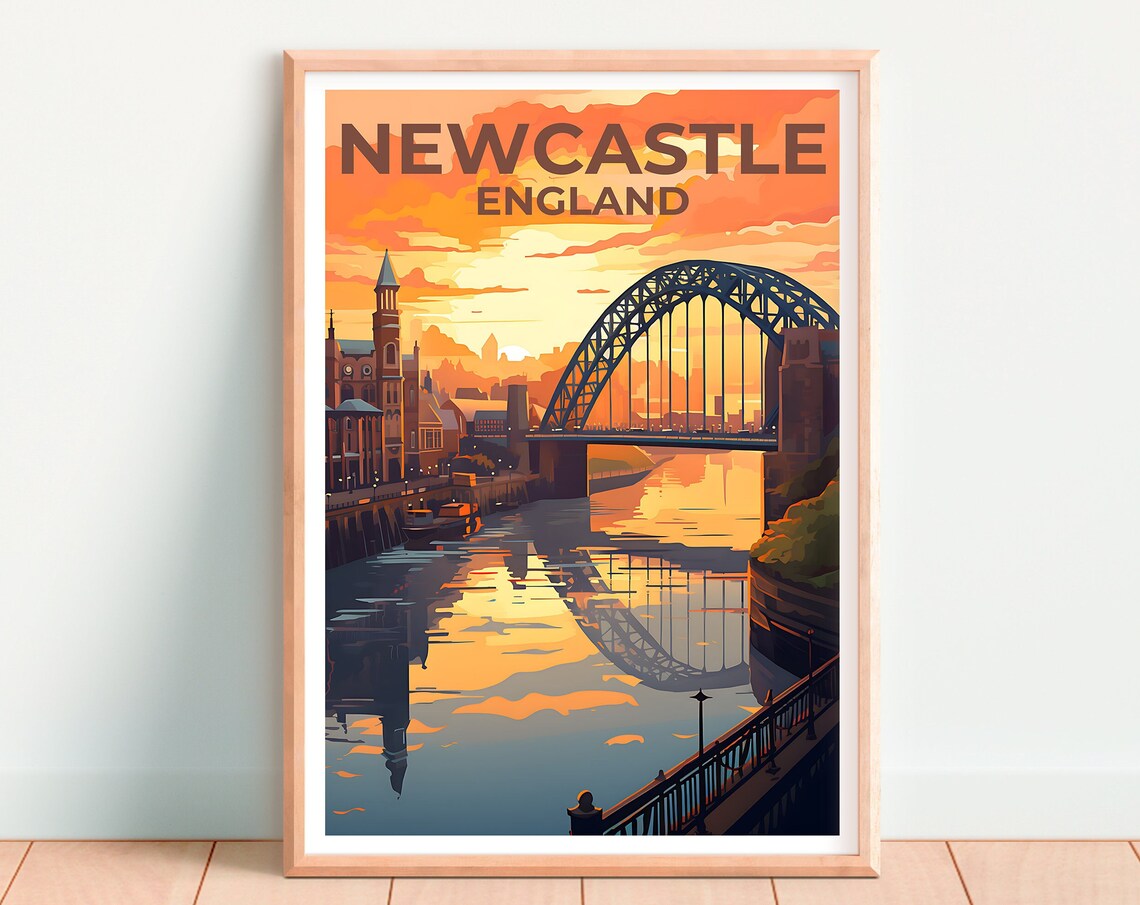 Newcastle Travel Poster, Tyne Bridge Landmark Art Print - Image 4
