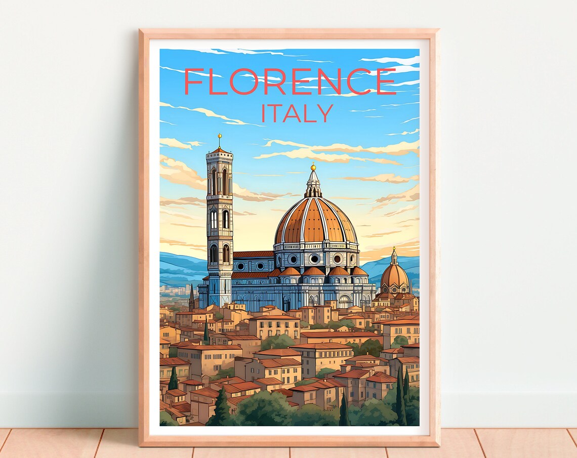 Florence Italy Cathedral Dome Tuscan City Skyline Travel Poster - Image 4