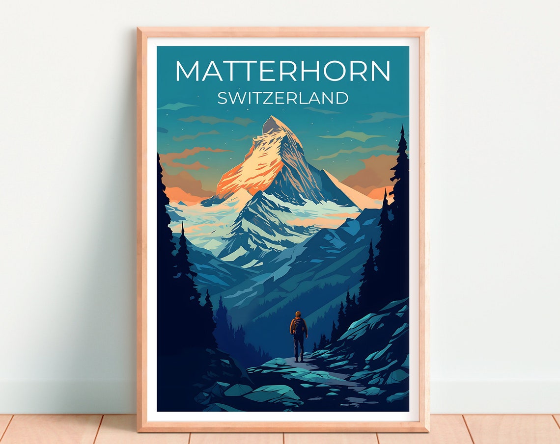 Matterhorn Switzerland Sunrise Alpine Peak Hiker Trail Poster - Image 4