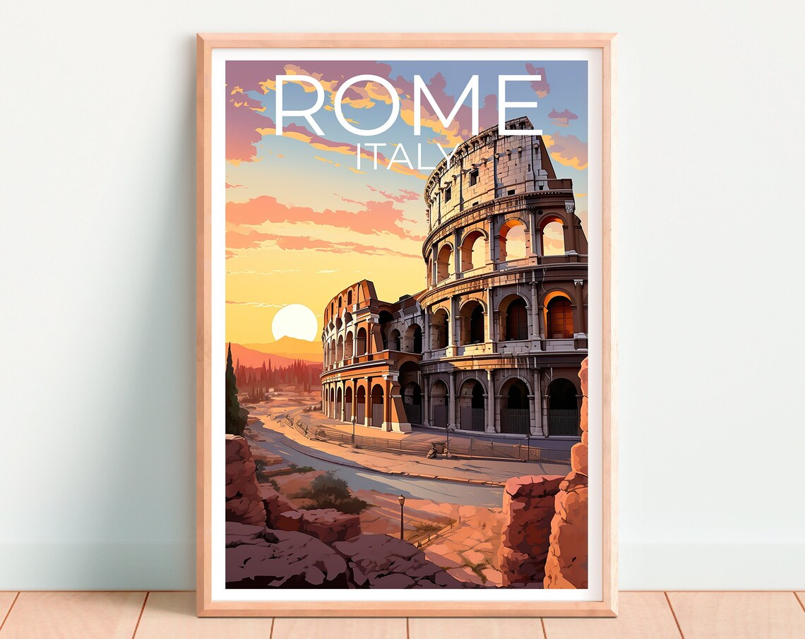 Rome Travel Poster, Italy Wall Art Print, Colosseum - Image 4
