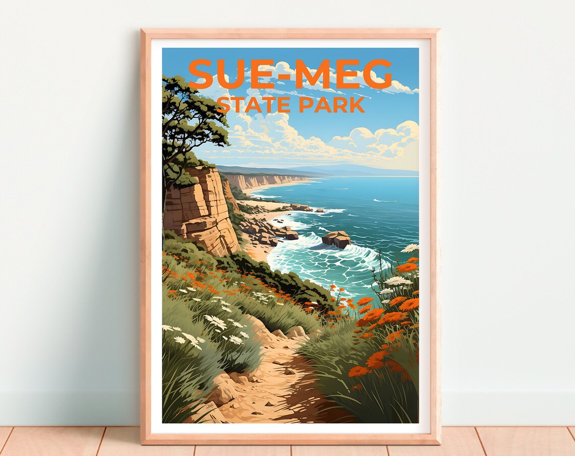 Sue-Meg State Park California Coastal Cliffs Wildflower Trail Poster - Image 4