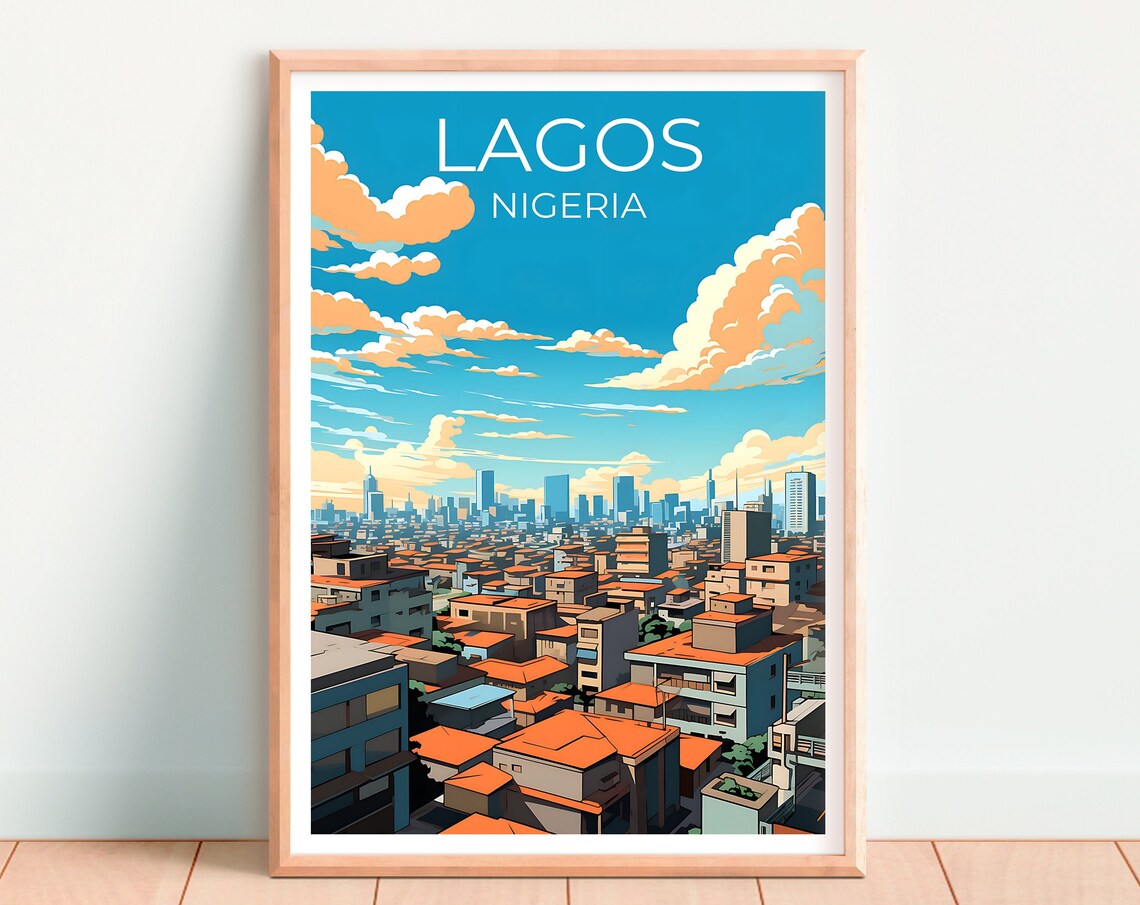 Lagos Nigeria City Skyline Daytime Aerial View Travel Poster - Image 4
