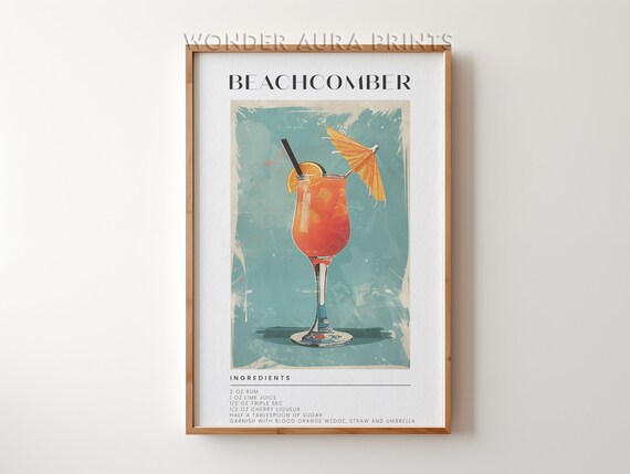 Beachcomber Tiki Cocktail Recipe With Umbrella Garnish Poster