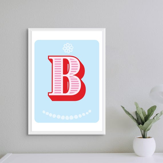 Personalized Letter B Print Nursery Alphabet Wall Art